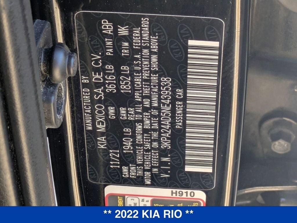 2022 Kia Rio S